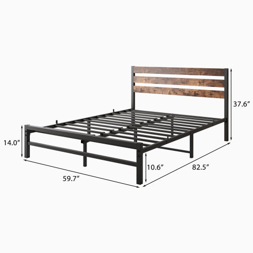 Rustic Brown Platform Bed