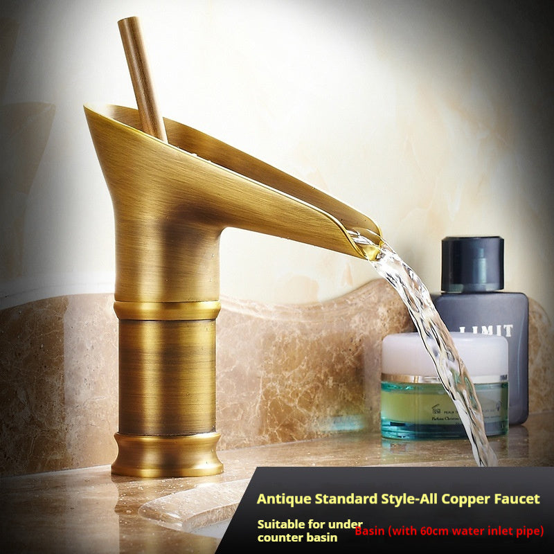 Copper Waterfall Basin Faucet Household Wash Up Sink Faucet