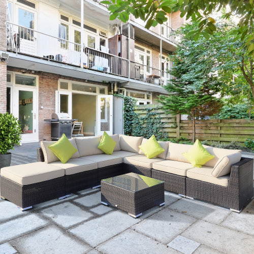 Brown Rattan Corner Sofa