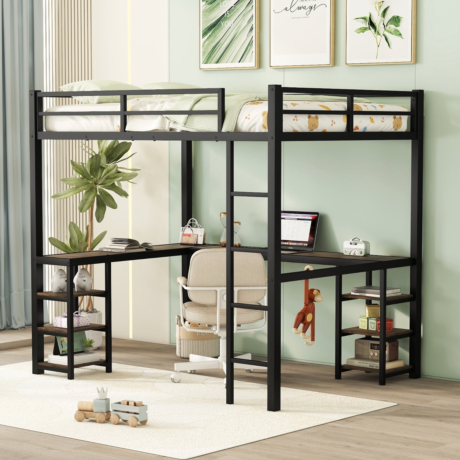 Black Metal Loft Bed