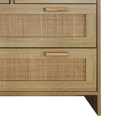 4 Drawers Rattan Cabinet For Bedroom, Living Room, Easy Assembly