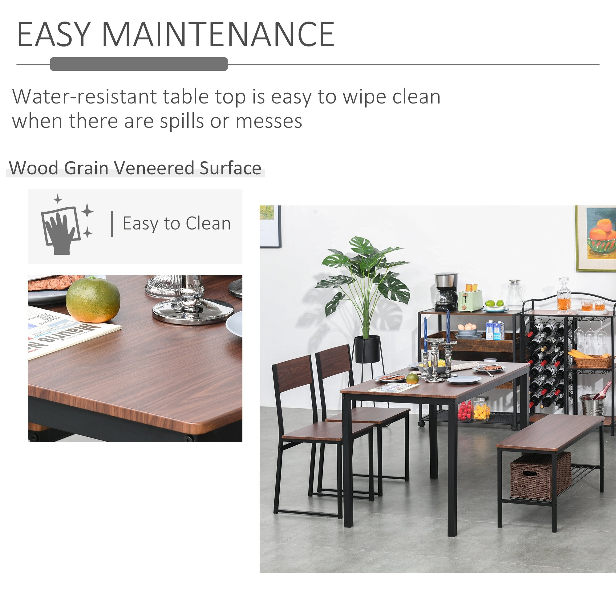 Brown Industrial Dining Set
