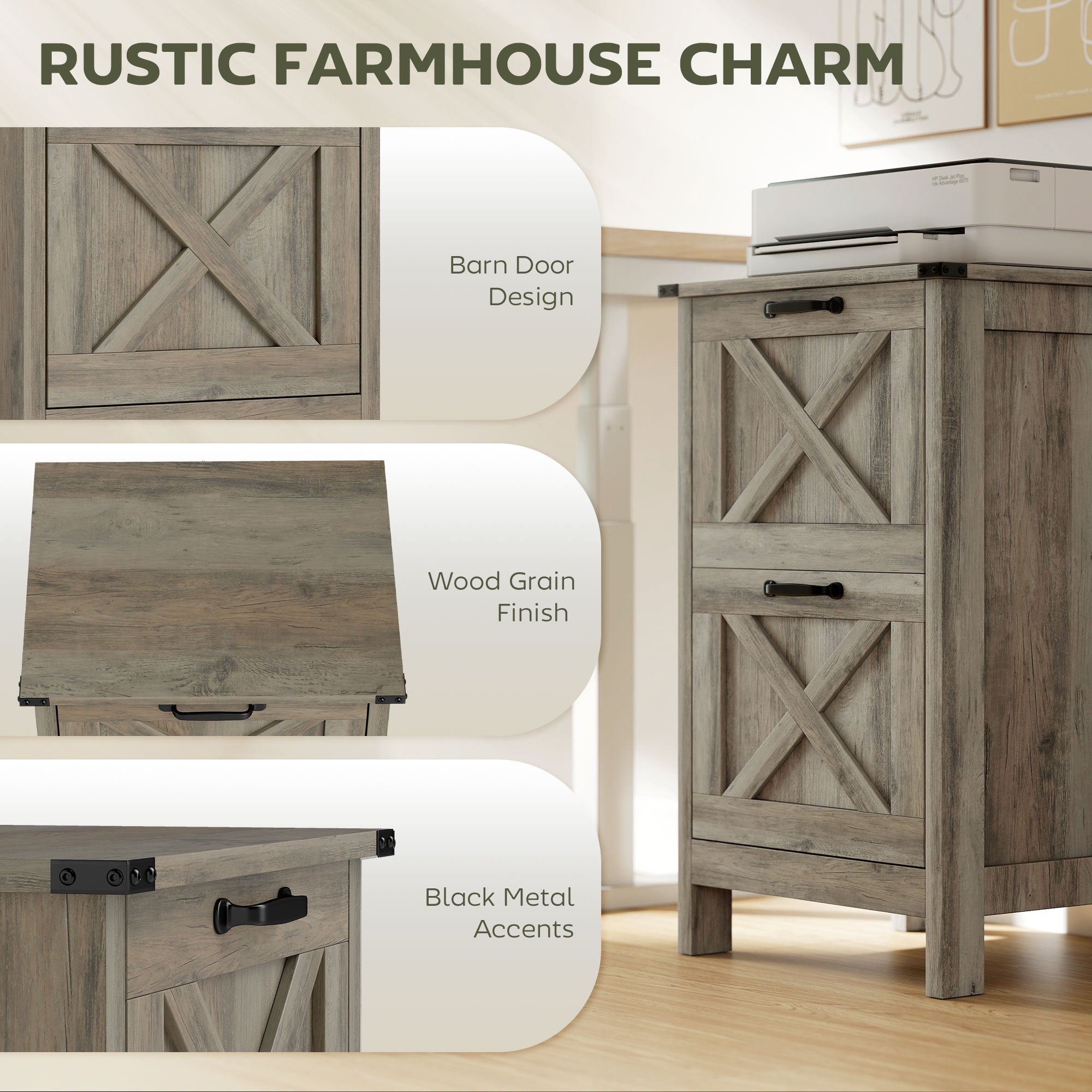 Rustic Wood File Cabinet