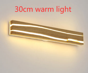 Solid wood bedroom LED wall light