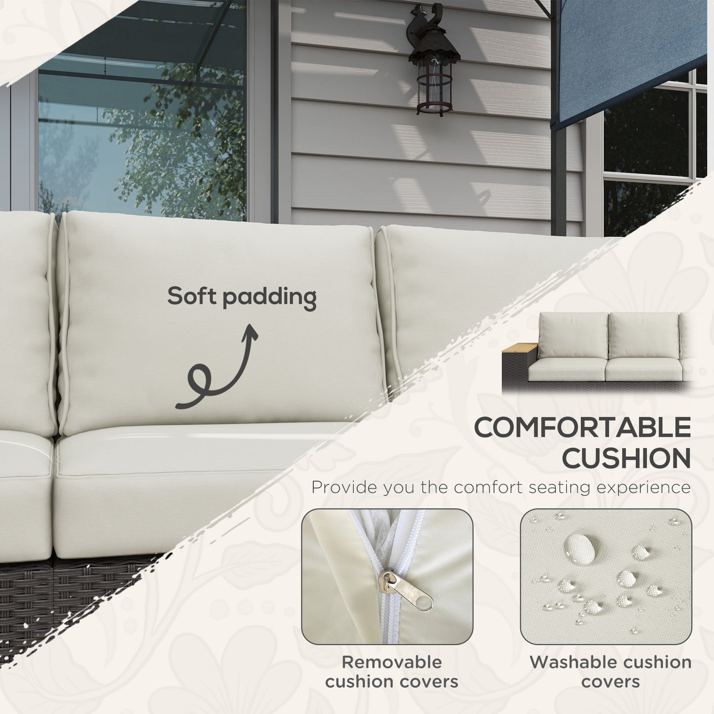 3-Seat Outdoor Patio Sofa with Cushions
