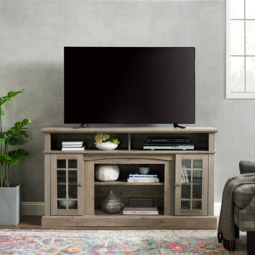 Classic TV Media Stand Modern Entertainment Console For TV Up To 65 With Open And Closed Storage Space, Gray Wash