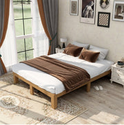 Walnut Platform Bed Frame Queen No Box Spring
