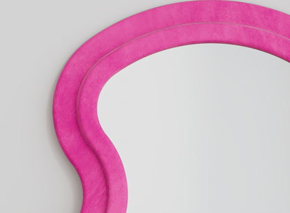 Flannel Full Length Wave Rose Floor Mirror With Stand For Bedroom Living Room Hanging Or Against The Wall