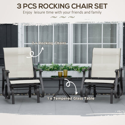 3-Piece Outdoor Gliders Set Bistro Set with Frame
