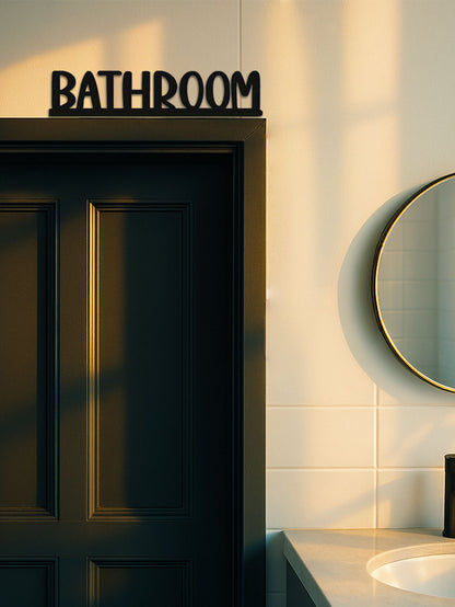 Sleek Metal Bathroom Wall Sign - Stylish Graphic Art Masterpiece For Home Decor