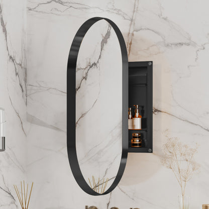 20x34 Inch Oval Recessed Metal Frame Bathroom Wall Cabinet With Mirror And Adjustable Shelves Unavailable Platforms- Temu