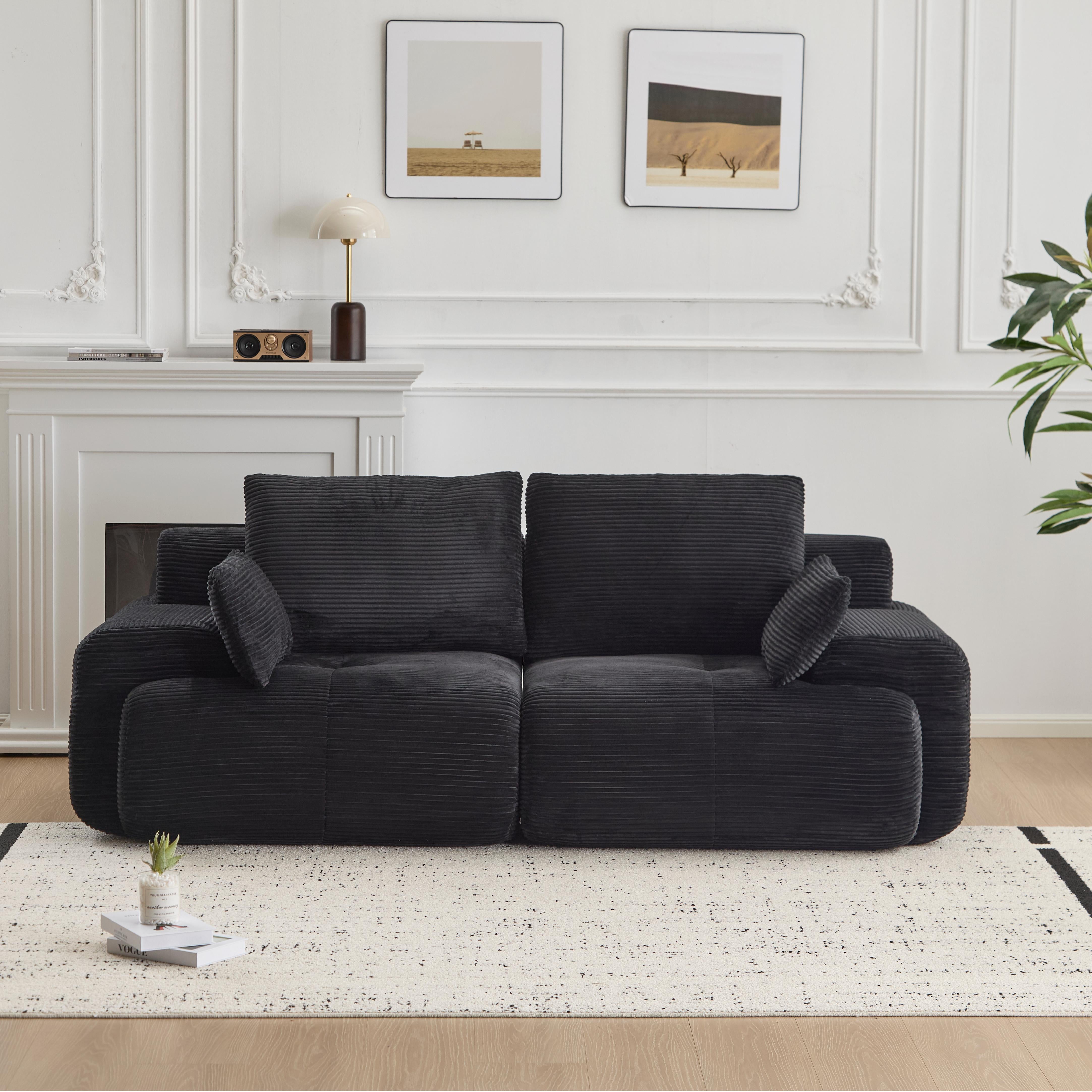 Black Corduroy Loveseat Sofa
