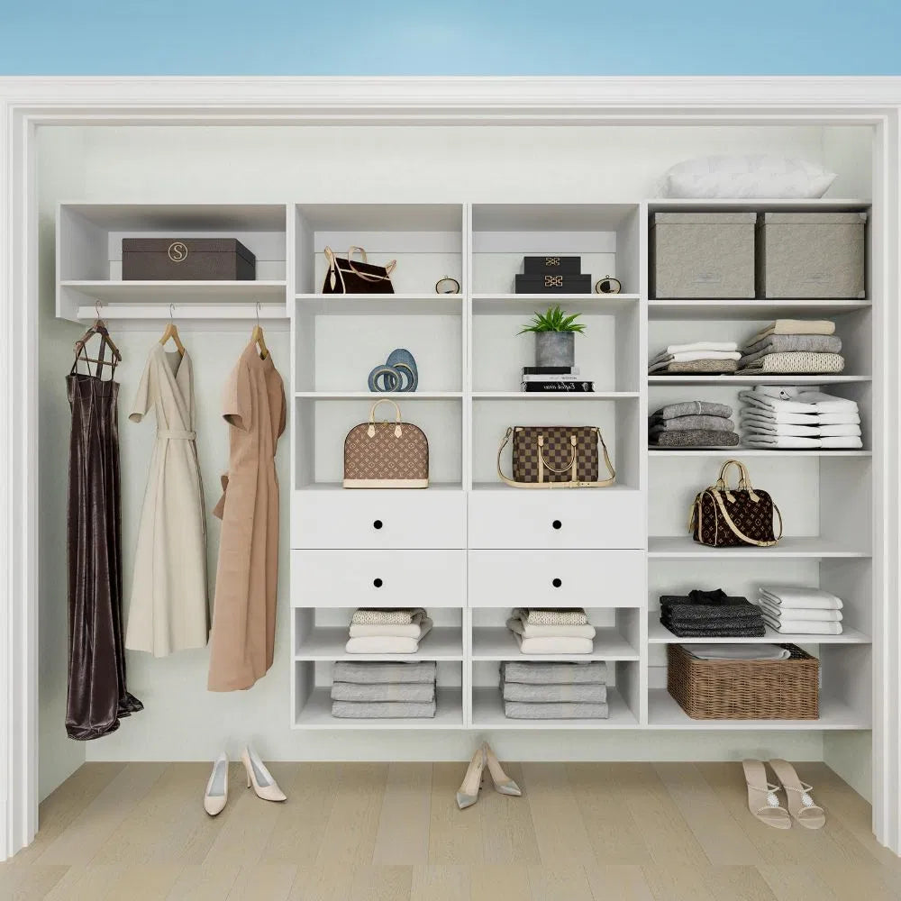 White Wall Mounted Closet Organizer With Shelves