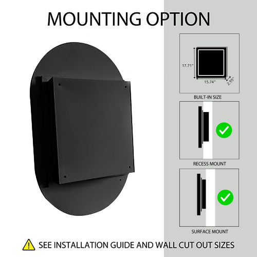 Metal Oval Wall Cabinet Recessed Adjustable Shelf
