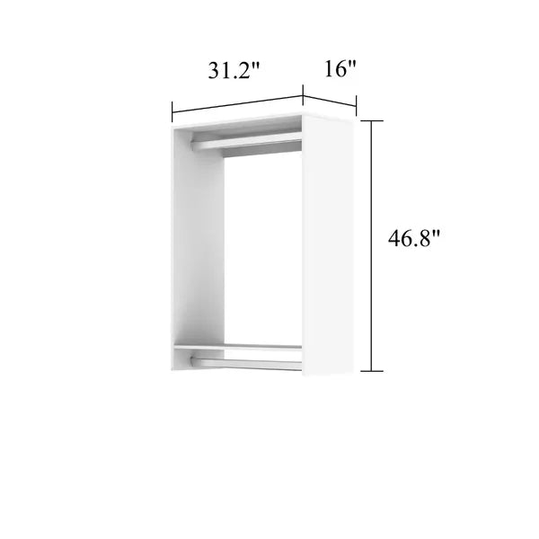 46.8 "H Livelylodge Wooden Modular Closet Strorage :Closet Organizer Modern Open Wardrobe Closet System With Hanging Rod And Shelf For Bedroom&Coatroom White Finish For All Ages
