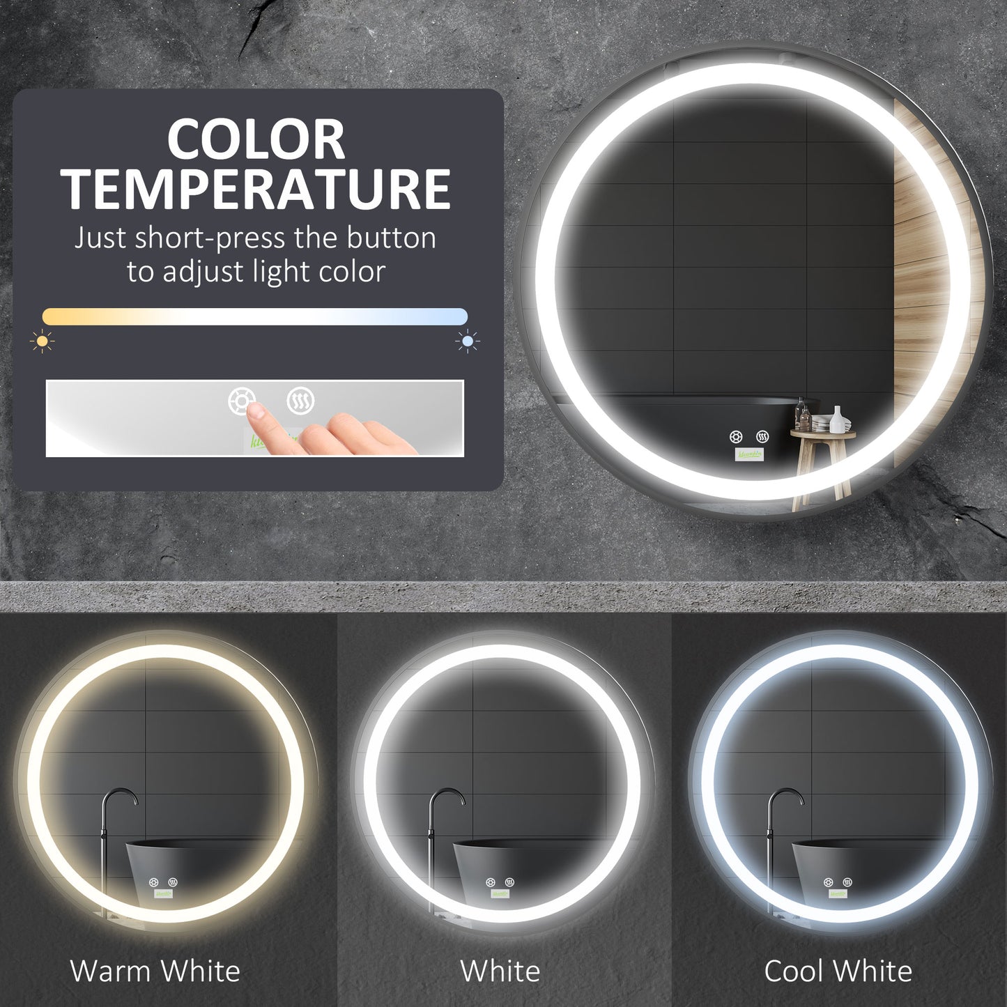 28-Inch Lighted Bathroom Mirror for Wall