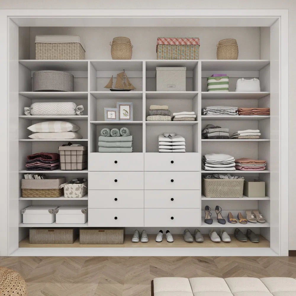 White Wall Mounted Closet Organizer With Shelves