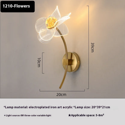 Led Flower Wall Bedroom Bedside Lamp