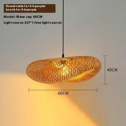 Bamboo Hanging Lamp Straw Hat-shaped Hanging Lamp