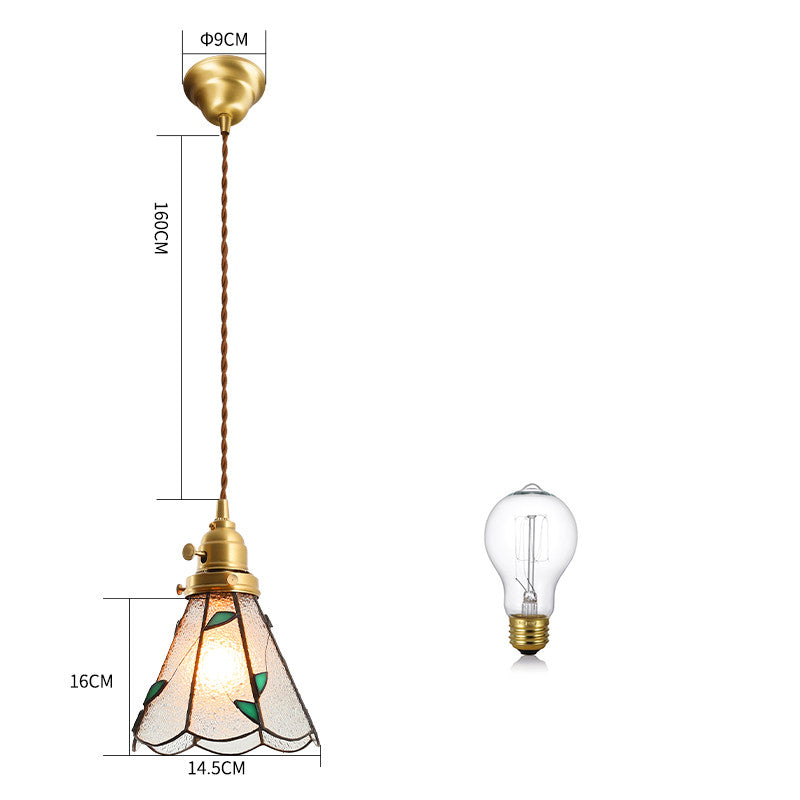Brass Hand-Blown Glass Chandelier Light