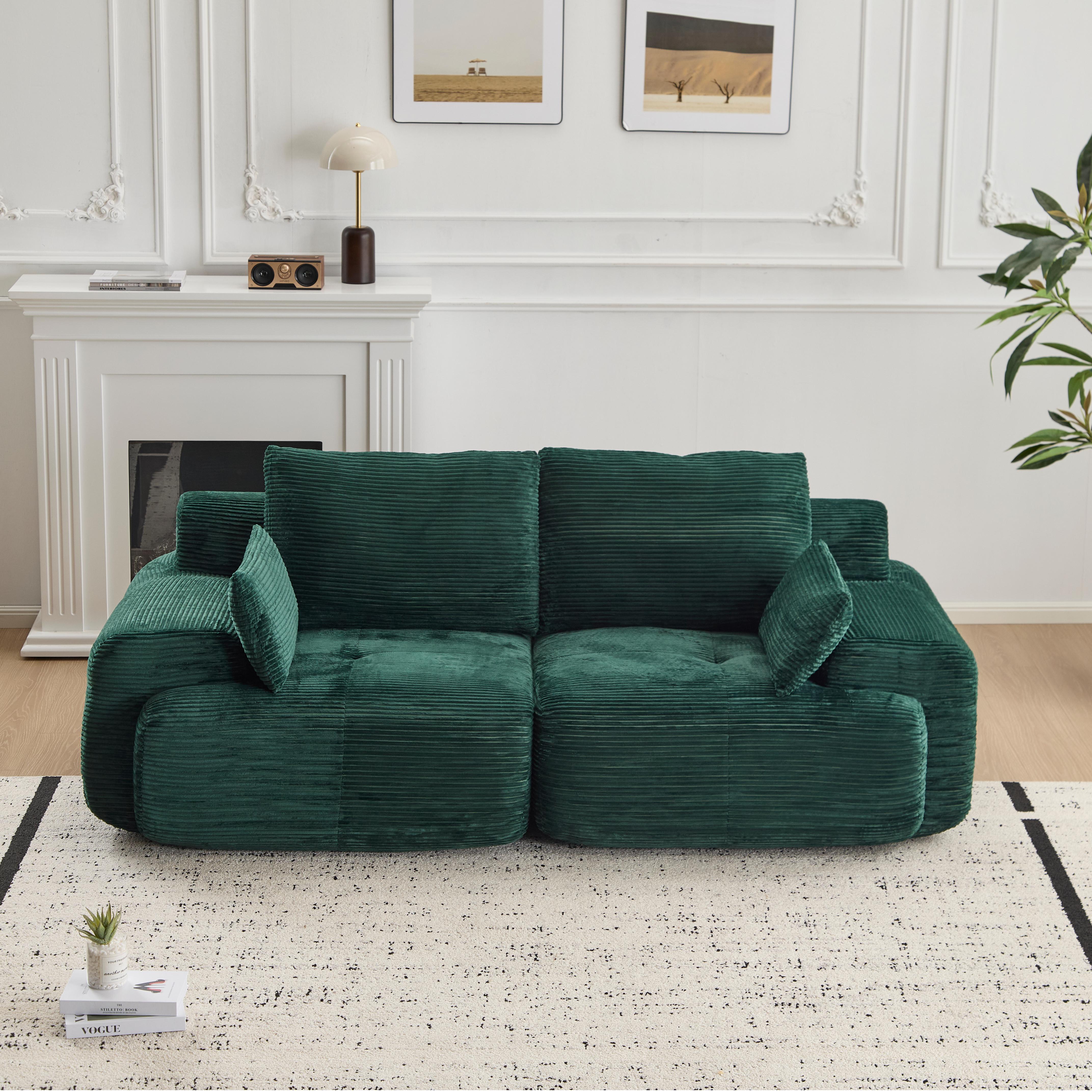 Green Corduroy Loveseat Sofa