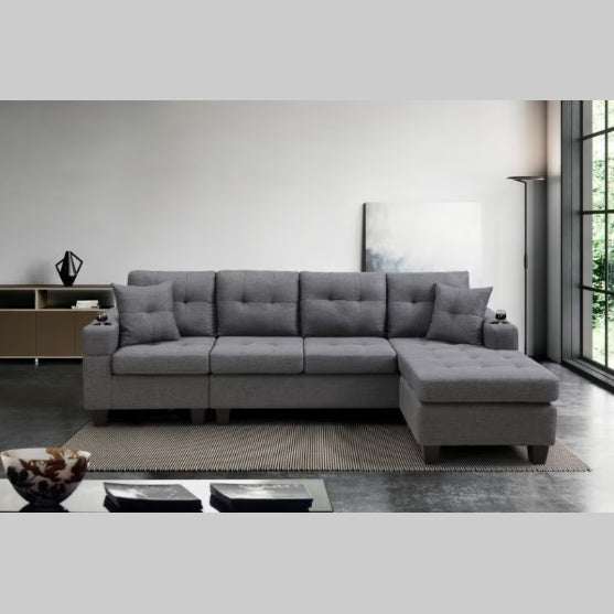 Gray Fabric Sectional Sofa