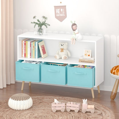 Fiberboard Children's Bookshelf With Foldable Fabric Drawers