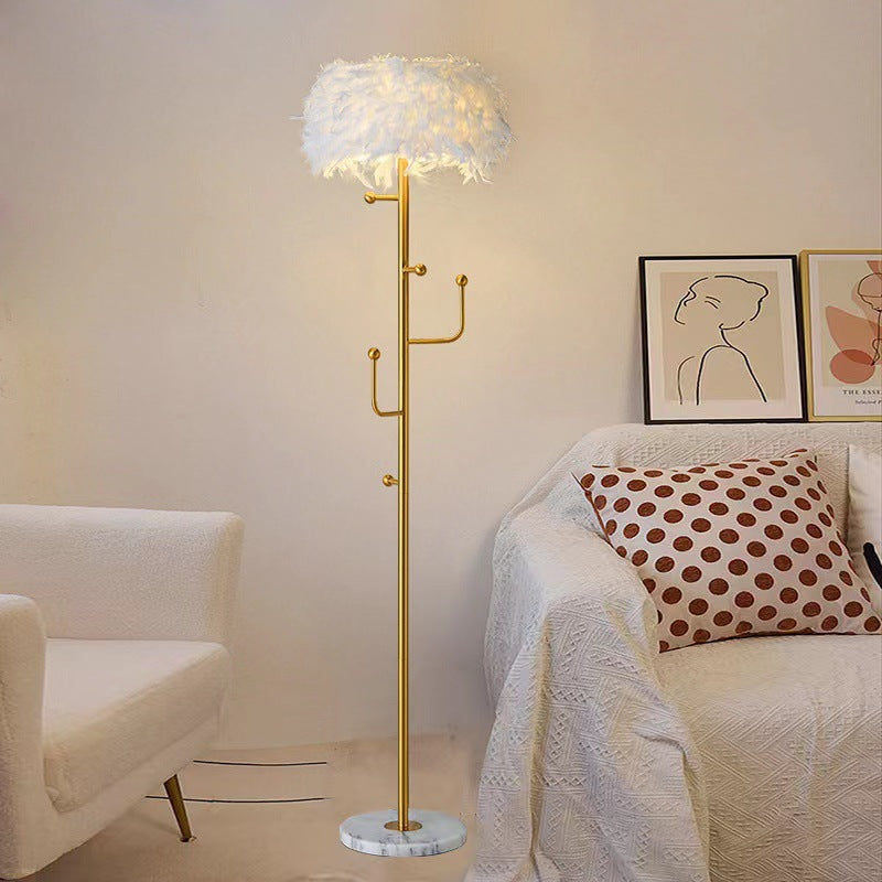 Feather Marble Floor Lamp