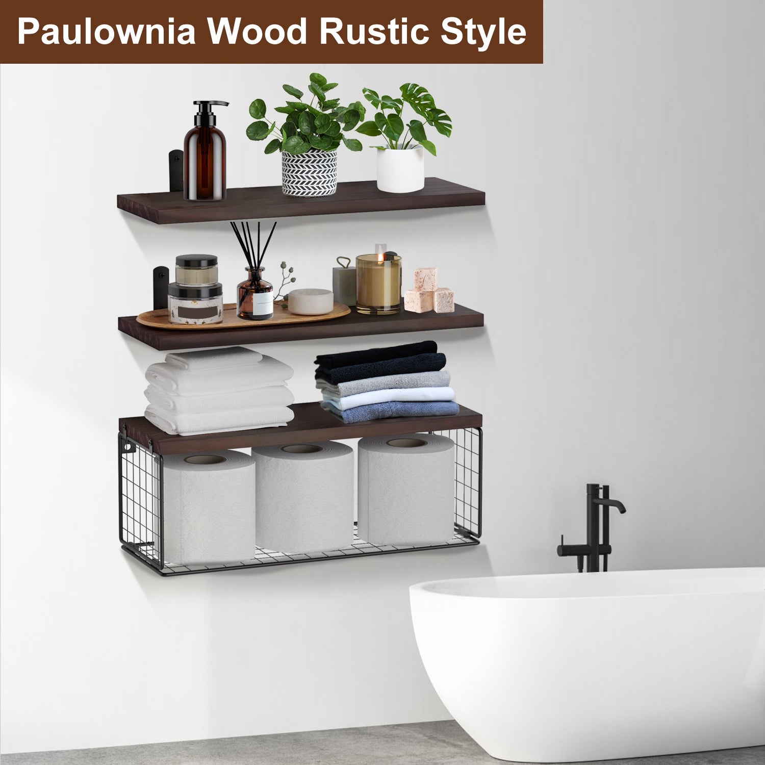 Black Basket Wall Shelf