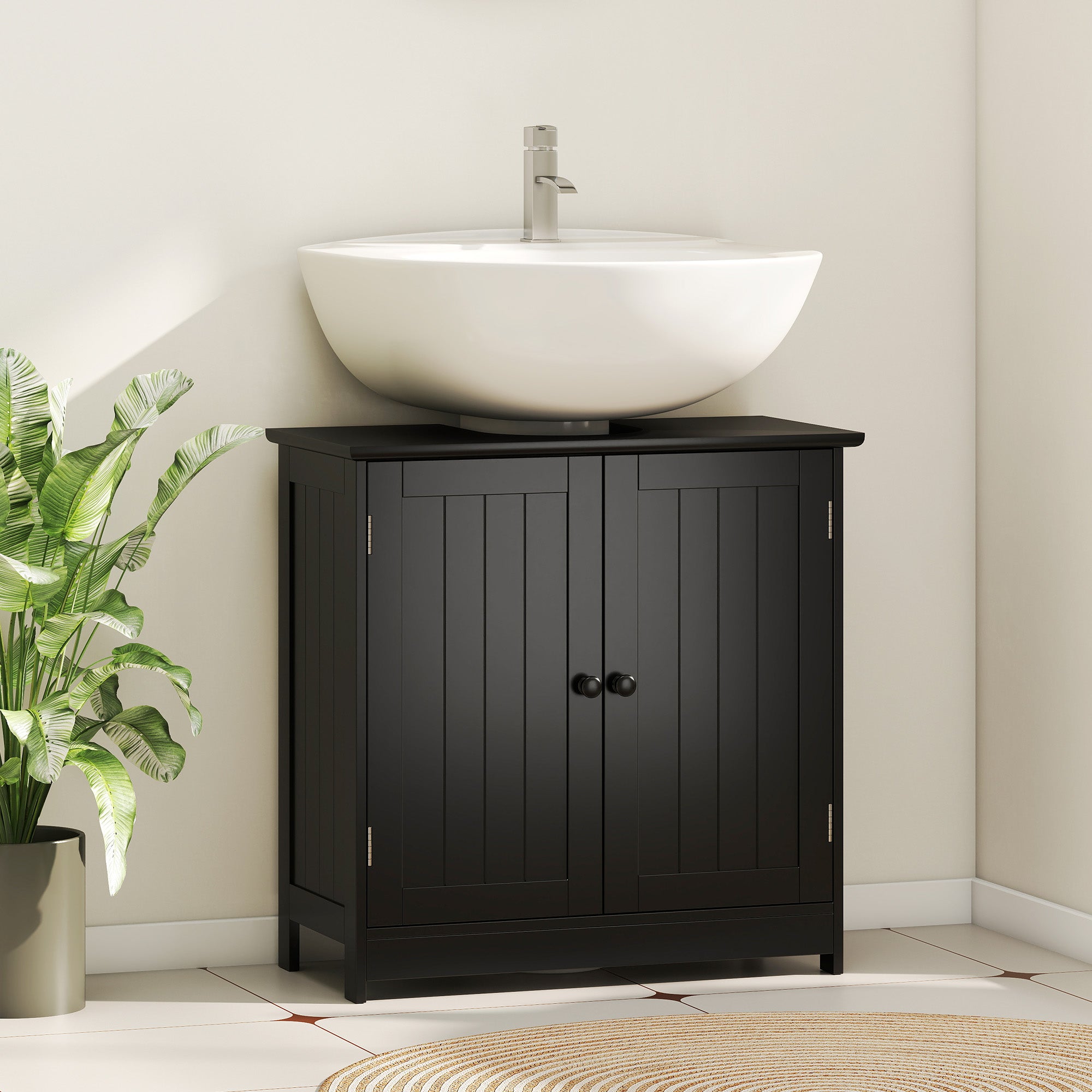 Black Pedestal Sink Cabinet