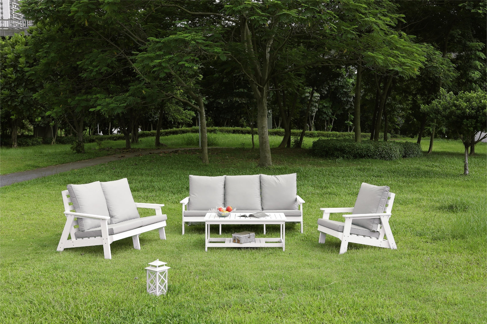 White Wood Grain Sofa