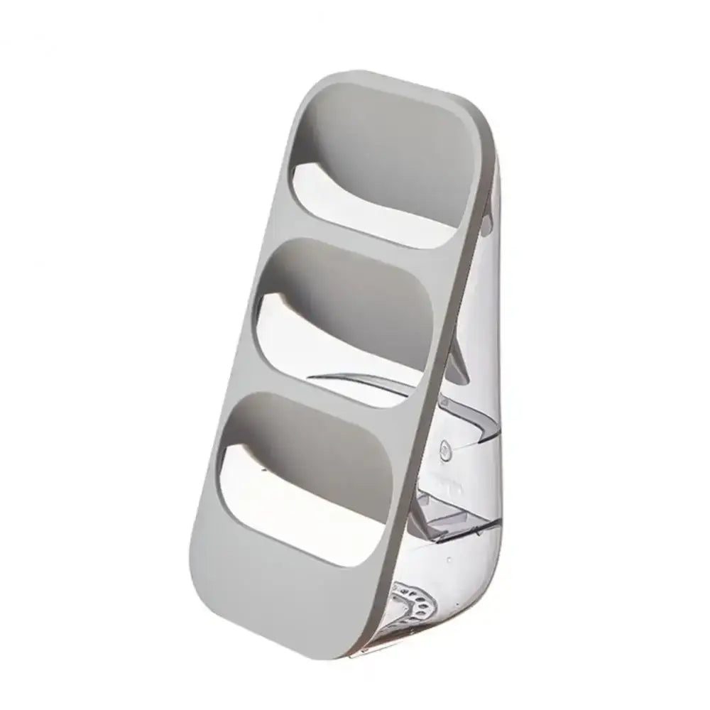 Gray and sage green 3-tier kitchen utensil organizer with chrome-finished minimalist three-compartment egg carton holder cutlery rack