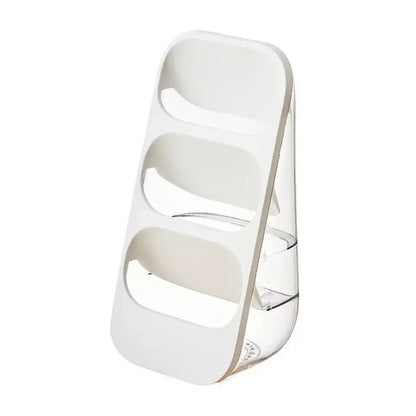 White plastic 3-tier kitchen utensil organizer cutlery rack with sleek modern design for efficient kitchen utensil storage