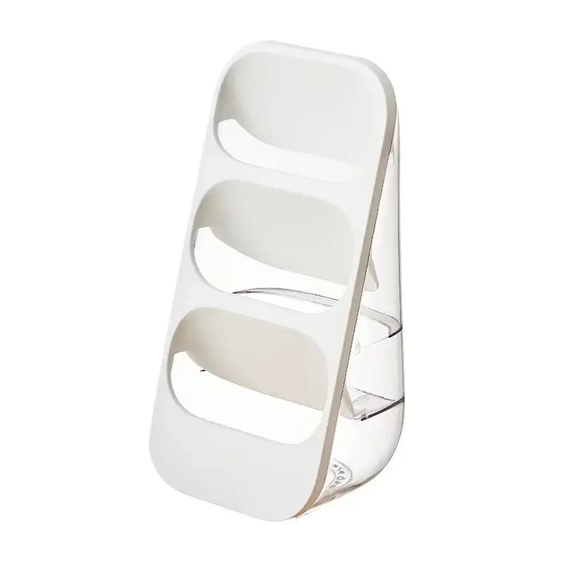 White plastic 3-tier kitchen utensil organizer cutlery rack with sleek modern design for efficient kitchen utensil storage