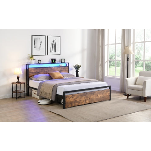 Gray LED Storage Bed