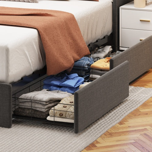 Dark Grey Upholstered Bed
