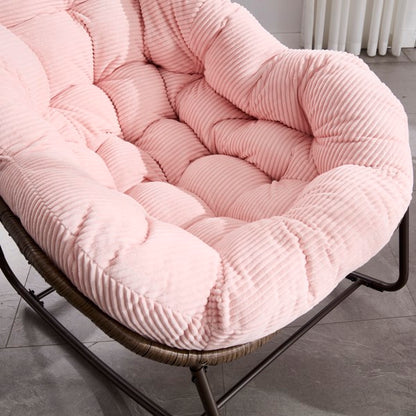 Outdoor Rattan Rocking Chair,Padded Cushion Rocker Recliner Chair Outdoor For Front Porch, Living Room, Patio, Garden, Pink-Prohibited From Selling On Temu