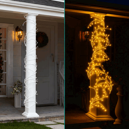 Lighted Birch Garland, 7.87ft 144 LED Warm White Lights With 8 Modes, Remote & Timer, IP45 Waterproof Flexible Branches For Home Decor