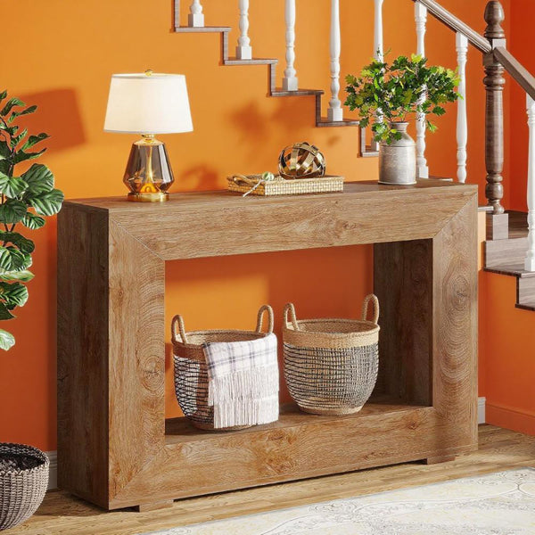 Vintage Wood Console Table Farmhouse Style
