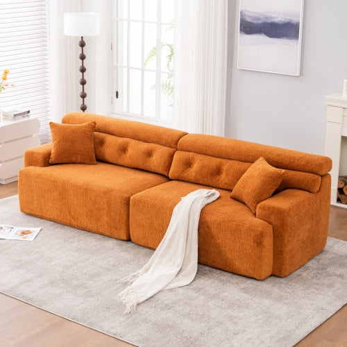 Orange Chenille 4-Seater Sofa