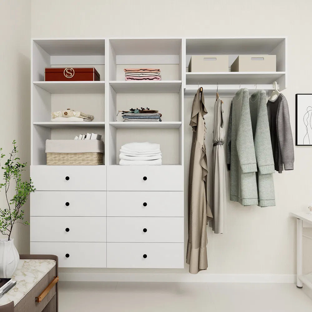 Livelylodge Modular Wardrobe Closet - Freestanding White Closet With Spacious Storage Shelves And Hanging Rods 70.86"W X 16.04"D X 70.86"H
