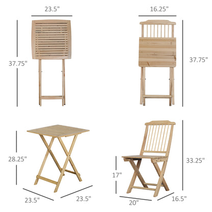 3 Pieces Patio Folding Bistro Set