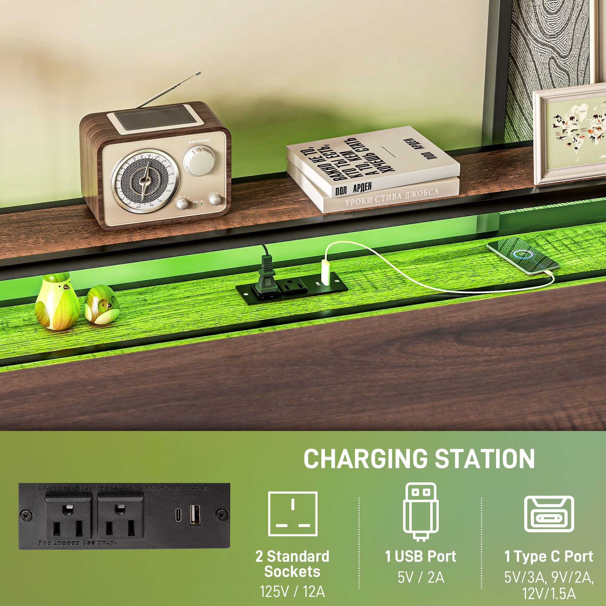 Gray LED Charging Bed