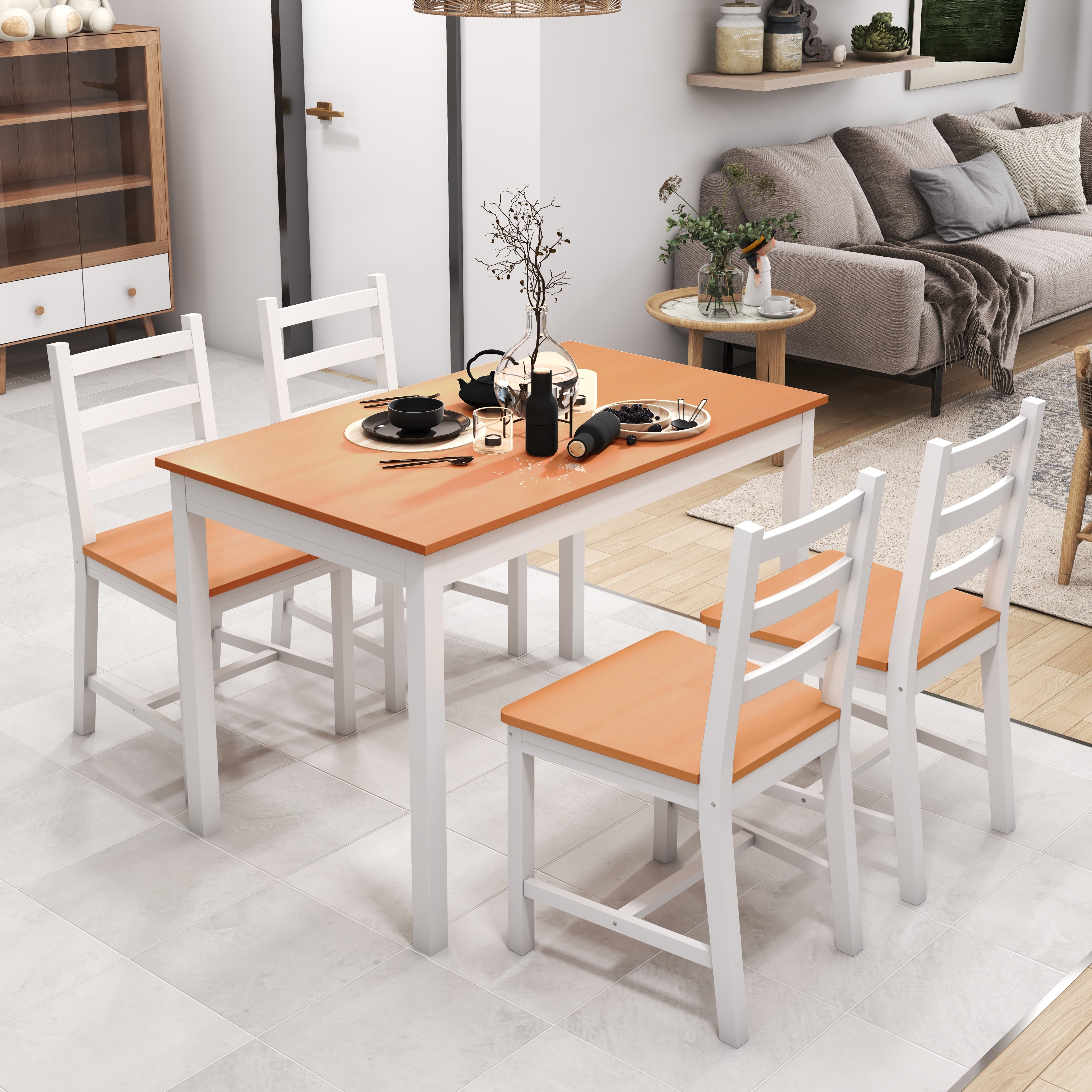 Wood Slatted Dining Set