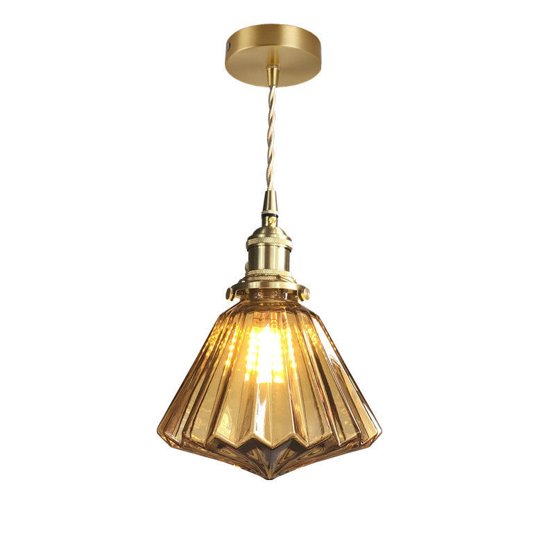 Japanese-style Brass And Glass Pendant Light