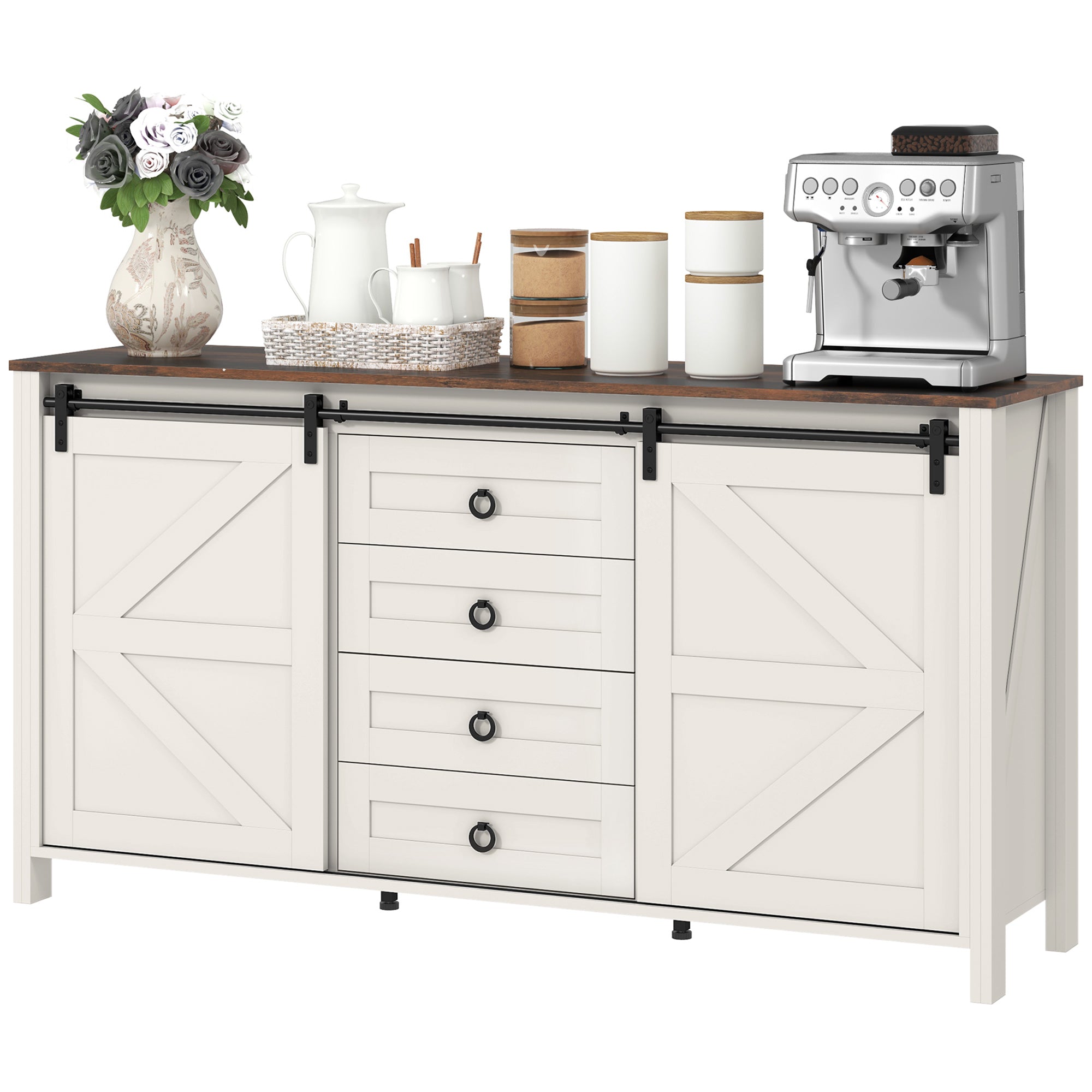 Cream Farmhouse Buffet Cabinet