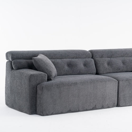Gray Chenille 4-Seater Sofa
