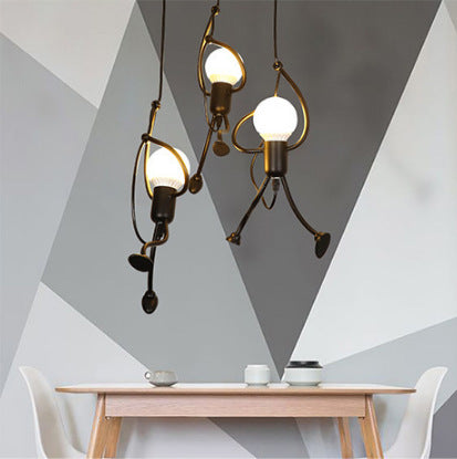 Black Iron Chandelier Round Three-Head Design