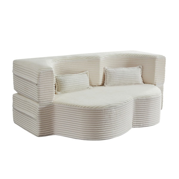 Beige Corduroy Floor Sofa