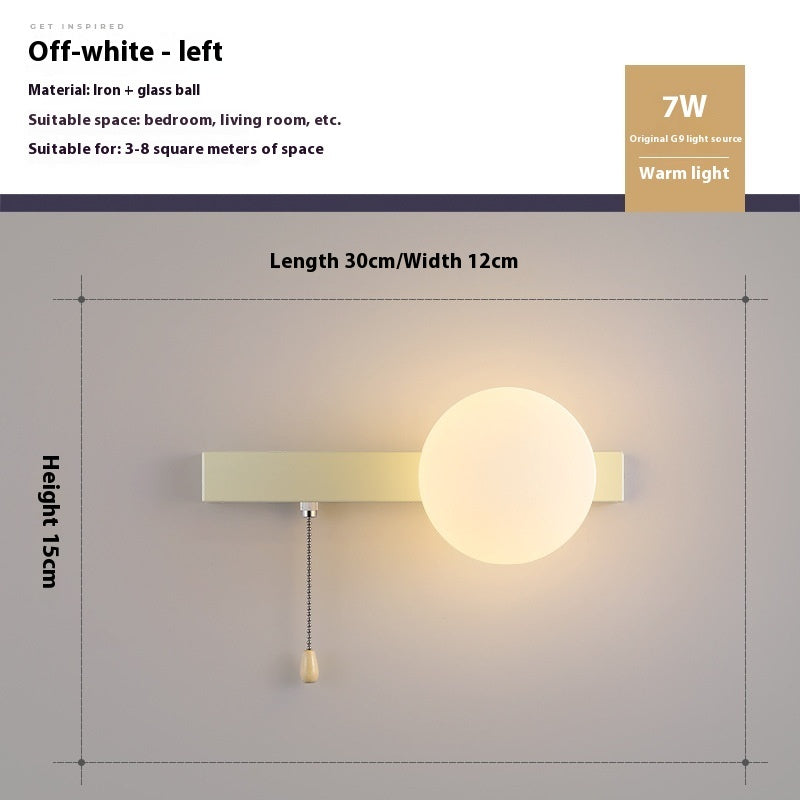 Bedroom Pull Switch Bedside Wall Lamp Children's Room Warm Wall Lamp